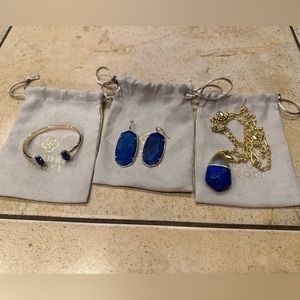 Three piece set of Kendra Scott earrings, necklace, & bracelet